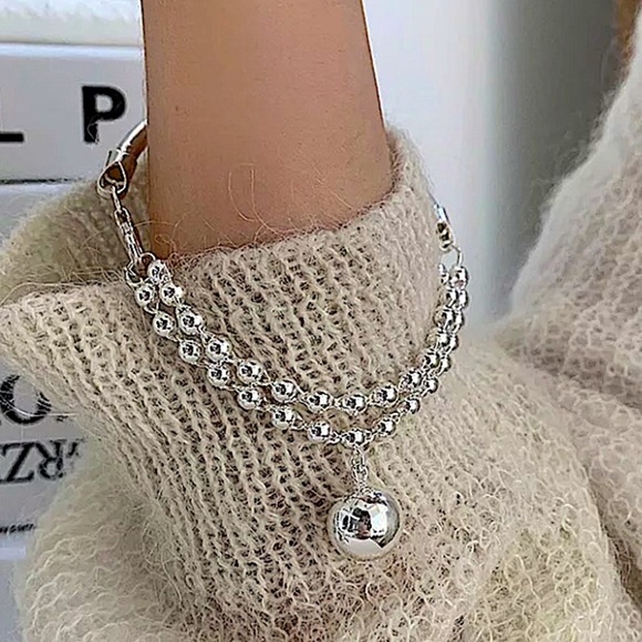 Beaded Drop Ball Sterling Silver Bracelet - Picture 3 of 6